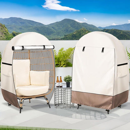 Patio Egg Chair Cover, Waterproof 420D Oxford Windproof Dustproof Cover with Zipper for Outdoor Garden Swing Chair, Universal, Off White