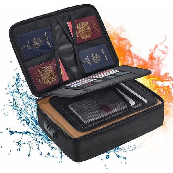 Fireproof Document Bag with Lock, Waterproof Safe Storage Pouch for Home, Office and Travel