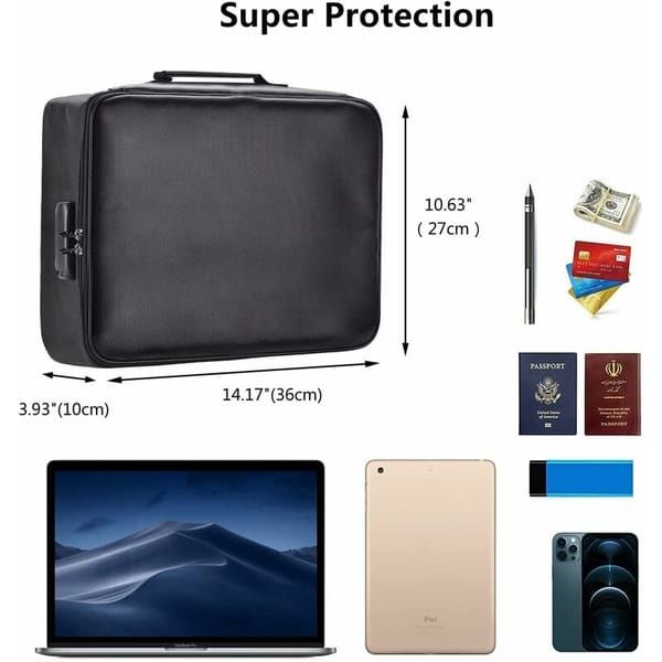 Fireproof Document Bag with Lock, Waterproof Safe Storage Pouch for Home, Office and Travel