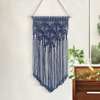 Grey Large Macrame Wall Hanging, Boho Woven Tapestry Wall Art, 40 x 70 cm Bohemian Wall Decor for Living Room & Bedroom