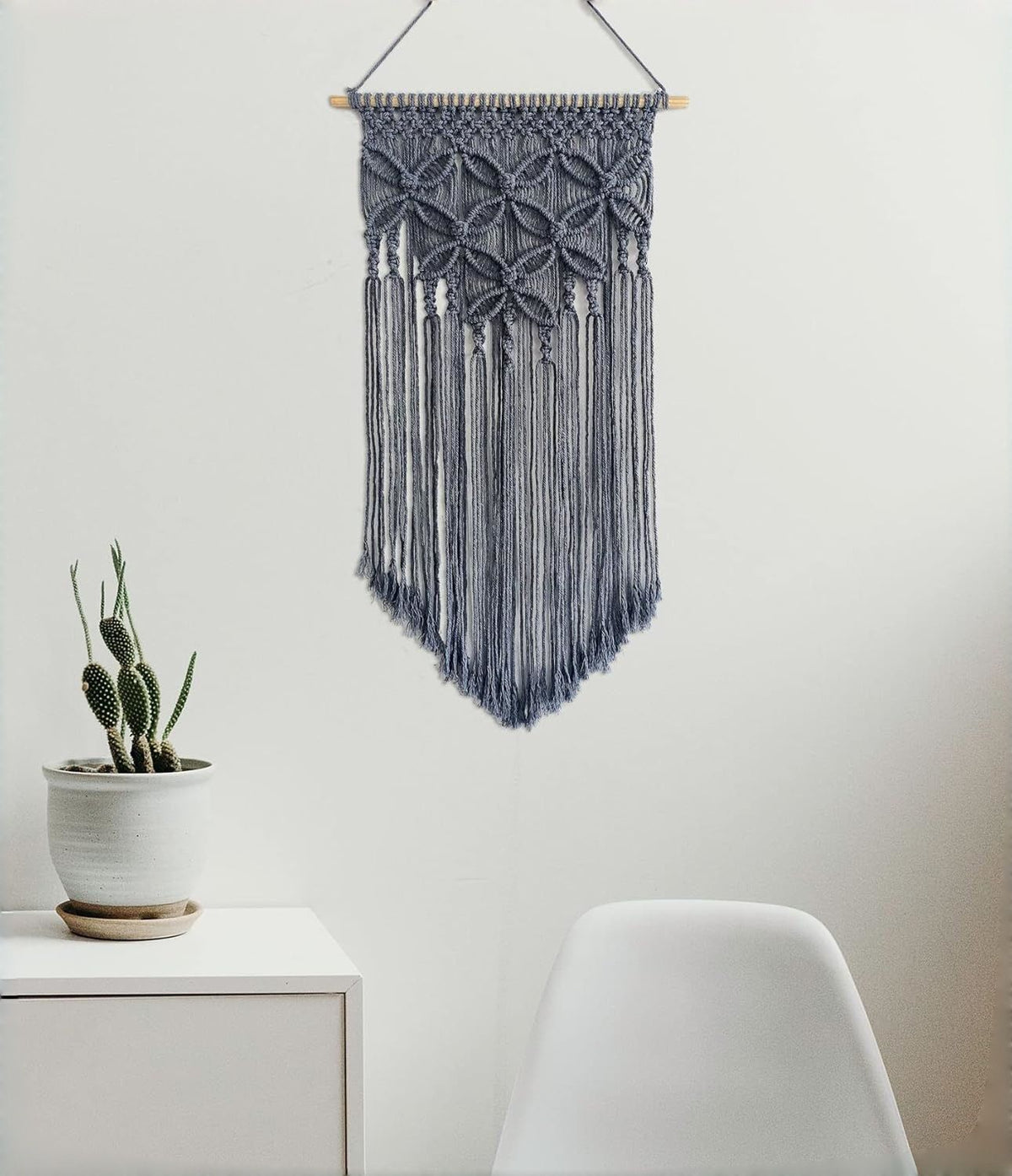 Coffee Large Macrame Wall Hanging, Boho Woven Tapestry Wall Art, 40 x 70 cm Bohemian Wall Decor for Living Room & Bedroom