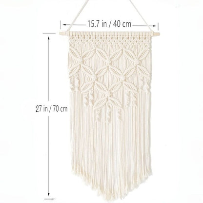 Yellow Large Macrame Wall Hanging, Boho Woven Tapestry Wall Art, 40 x 70 cm Bohemian Wall Decor for Living Room & Bedroom