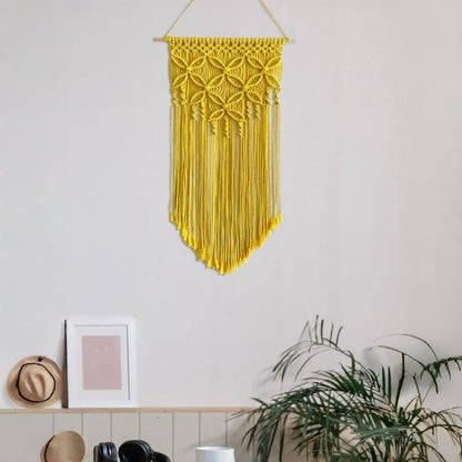 Dark Green Large Macrame Wall Hanging, Boho Woven Tapestry Wall Art, 40 x 70 cm Bohemian Wall Decor for Living Room & Bedroom
