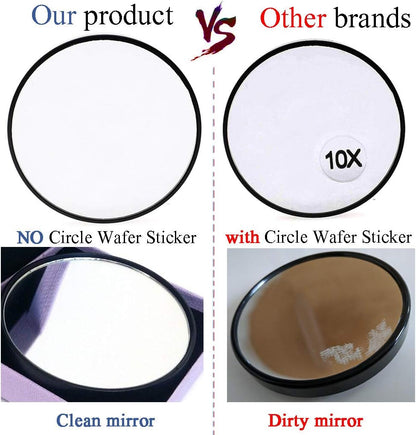 Petluno 10X Magnifying Makeup Mirror, Round Mirror 2 Suction Cups Facial Cosmetic Absorption Shaving Home Travel Essential(Diameter 3.46 inches)  3.5"L x 3.5"W