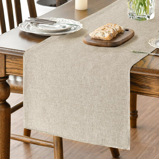 Light Brown Table Runner, Seasonal Fall Washable Kitchen Dining Table Decoration for Home Party Decor 13x72 Inch