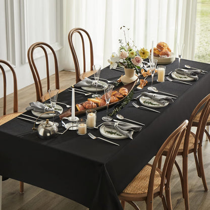 Table Cloth 60x102 Inch Black Tablecloth for 6 Foot Table Washable Polyester Rectangle Tablecloth for Buffet Table, Parties, Holiday Dinner, Wedding