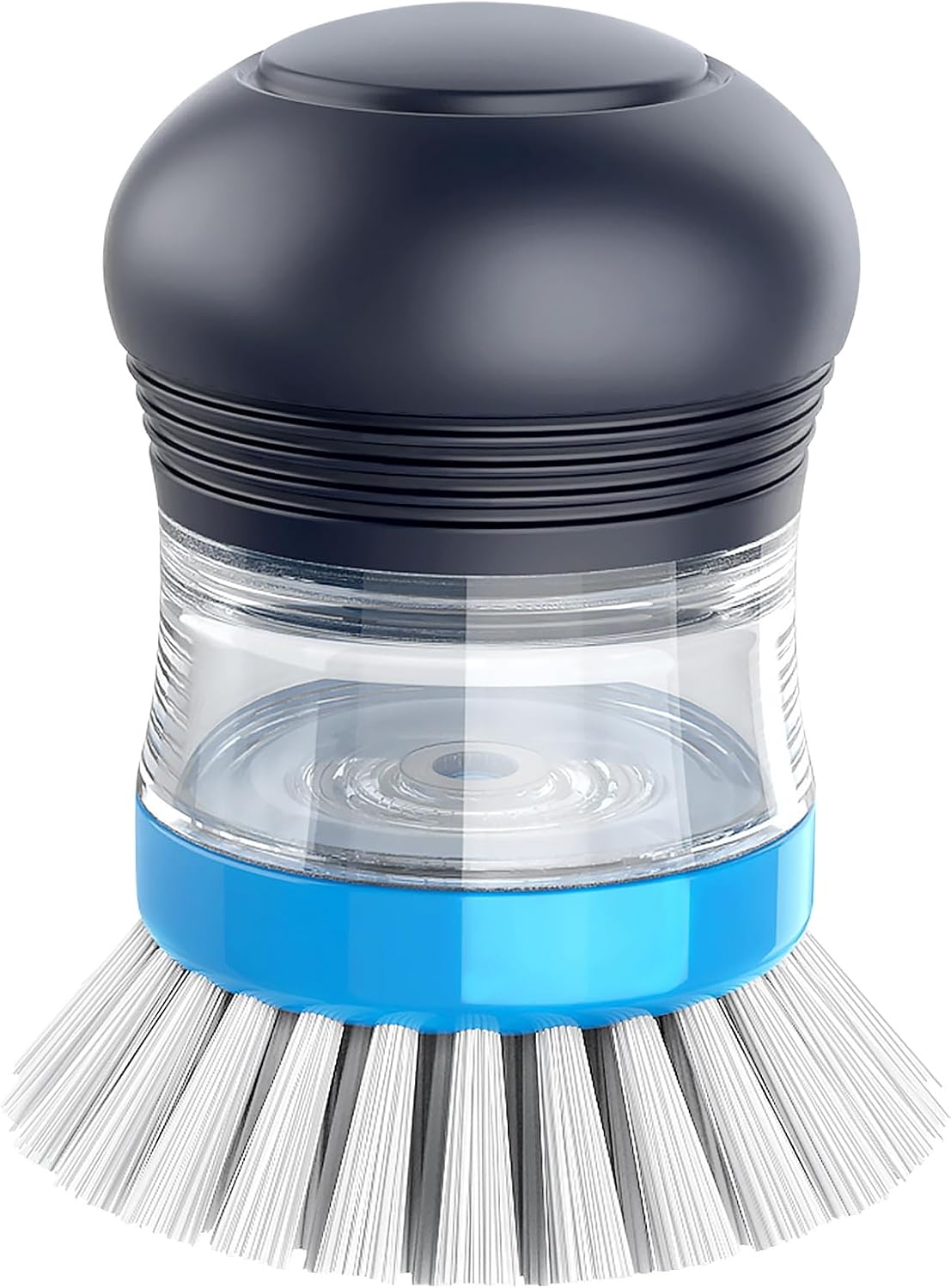 Soap Dispensing Palm Brush, Kitchen Brush for Dish Pot Pan Sink Cleaning, Pack of 1, Navy/Blue