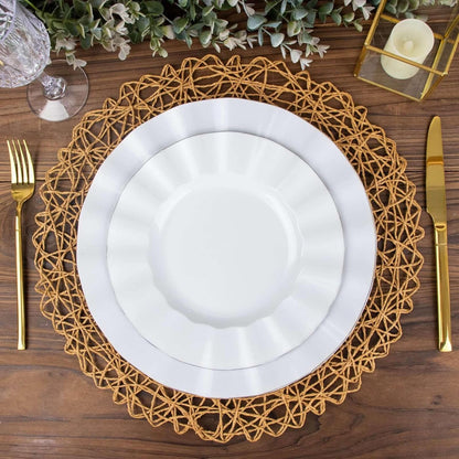 Efavormart 6 Pack 15" Natural Metallic String Round Placemats for Wedding Events Birthday Party