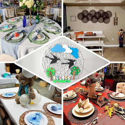 Efavormart 6 Pack 15" Natural Metallic String Round Placemats for Wedding Events Birthday Party