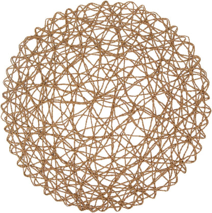 Efavormart 6 Pack 15" Natural Metallic String Round Placemats for Wedding Events Birthday Party
