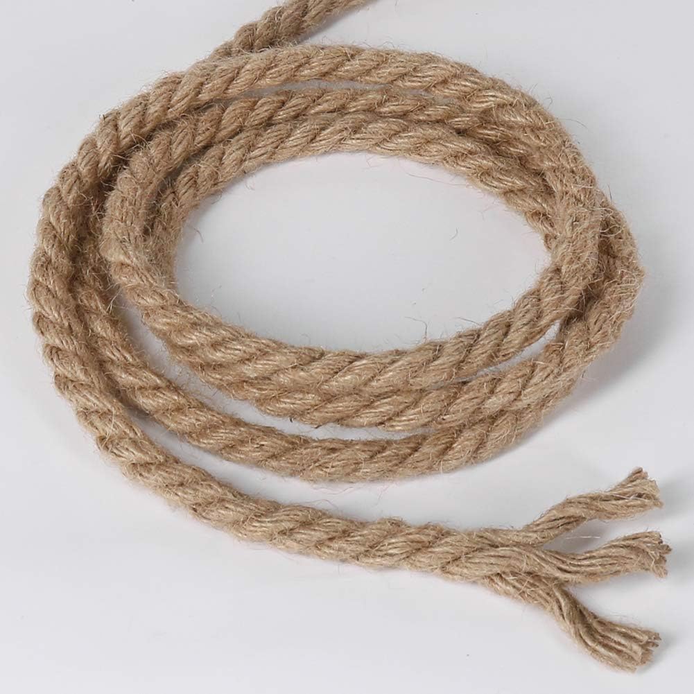 10mm Jute Rope, 50 Feet 3/8 inch Heavy Duty and Thick Twine Decorative Rope for Crafting, Cat Scratch Post, Gardening, Farmhouse Decor, Home Decor