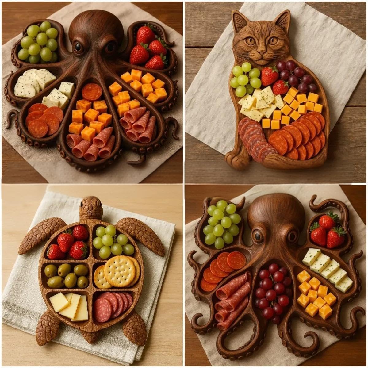 9.4 Inch Wooden Serving Board for Cheese Fruit Snacks Kitchen Parties 1.2 Inch Height