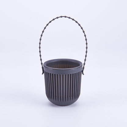 Ceramic Flower Pot - Indoor/Outdoor Use - Break Resistant - Black - 1 Piece - Wall-Mounted Planter
