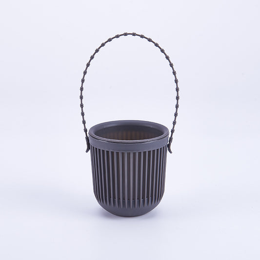 Ceramic Flower Pot - Indoor/Outdoor Use - Break Resistant - Black - 1 Piece - Wall-Mounted Planter