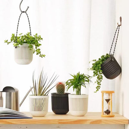 Ceramic Flower Pot - Indoor/Outdoor Use - Break Resistant - Black - 1 Piece - Wall-Mounted Planter