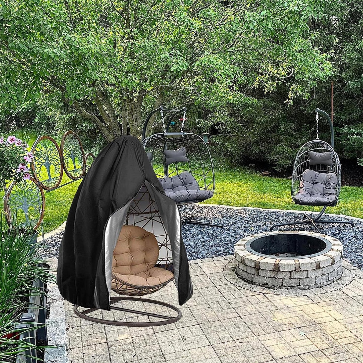 Garden Furniture Cover 115x190cm Waterproof Outdoor Furniture Protector for Garden Chairs Black
