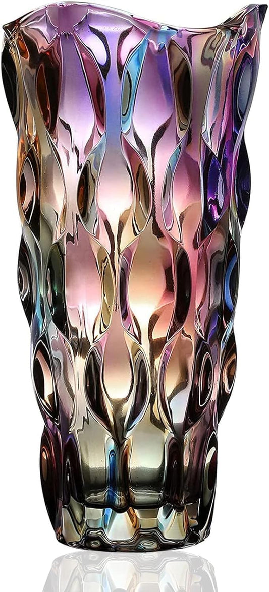 Glass Vases for Flowers，Thickened 3.4 lb Morden vases for Tables Centerpieces, vase for Home Decor, Crystal,Colorful and Clear Rose Large Vases Christmas Day Gifts(Heavy Duty)