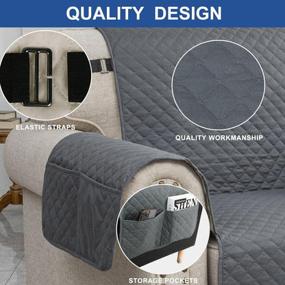Couch Covers for 3 Cushion with Pockets and Non Slip Straps Water Resistant Sofa Slipcovers for Living Room Soft Thick Furniture Protector for Pets Dogs Kids (Large, Dark Gray)