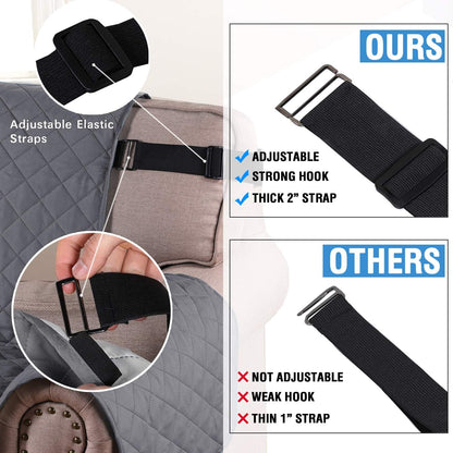 Reversible Sofa Cover for 3 Cushion Couch Water Resistant Couch Cover for Dogs Non Slip Furniture Protector Cover with Elastic Strap for Pet Cat (Seat Width: 66", Grey/Beige)