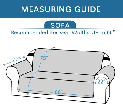 Reversible Sofa Cover for 3 Cushion Couch Water Resistant Couch Cover for Dogs Non Slip Furniture Protector Cover with Elastic Strap for Pet Cat (Seat Width: 66", Grey/Beige)