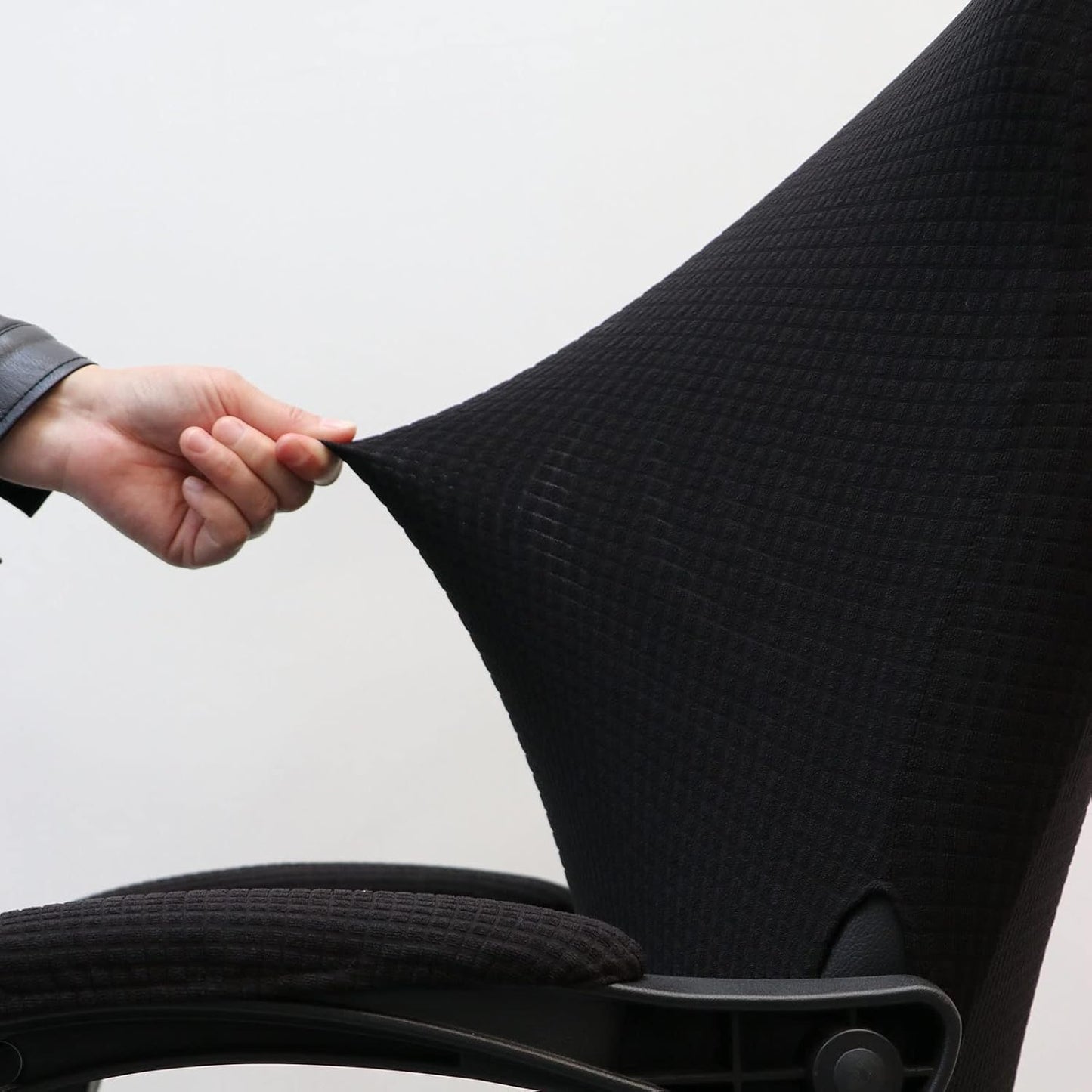 Office Chair Cover with Armrest Covers， Universal Stretch Desk Chair Cover, Computer Chair Slipcovers (Size: L) - Black