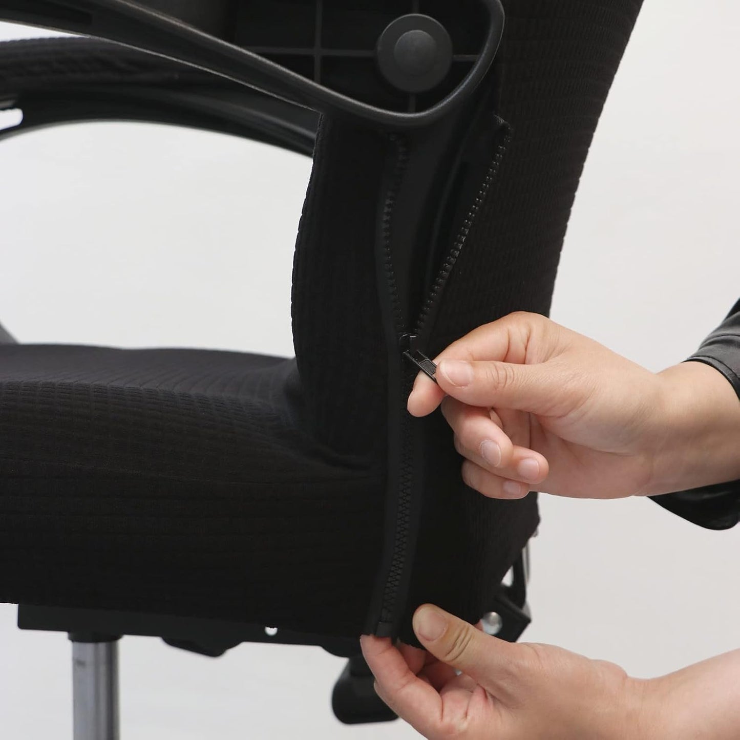Office Chair Cover with Armrest Covers， Universal Stretch Desk Chair Cover, Computer Chair Slipcovers (Size: L) - Black