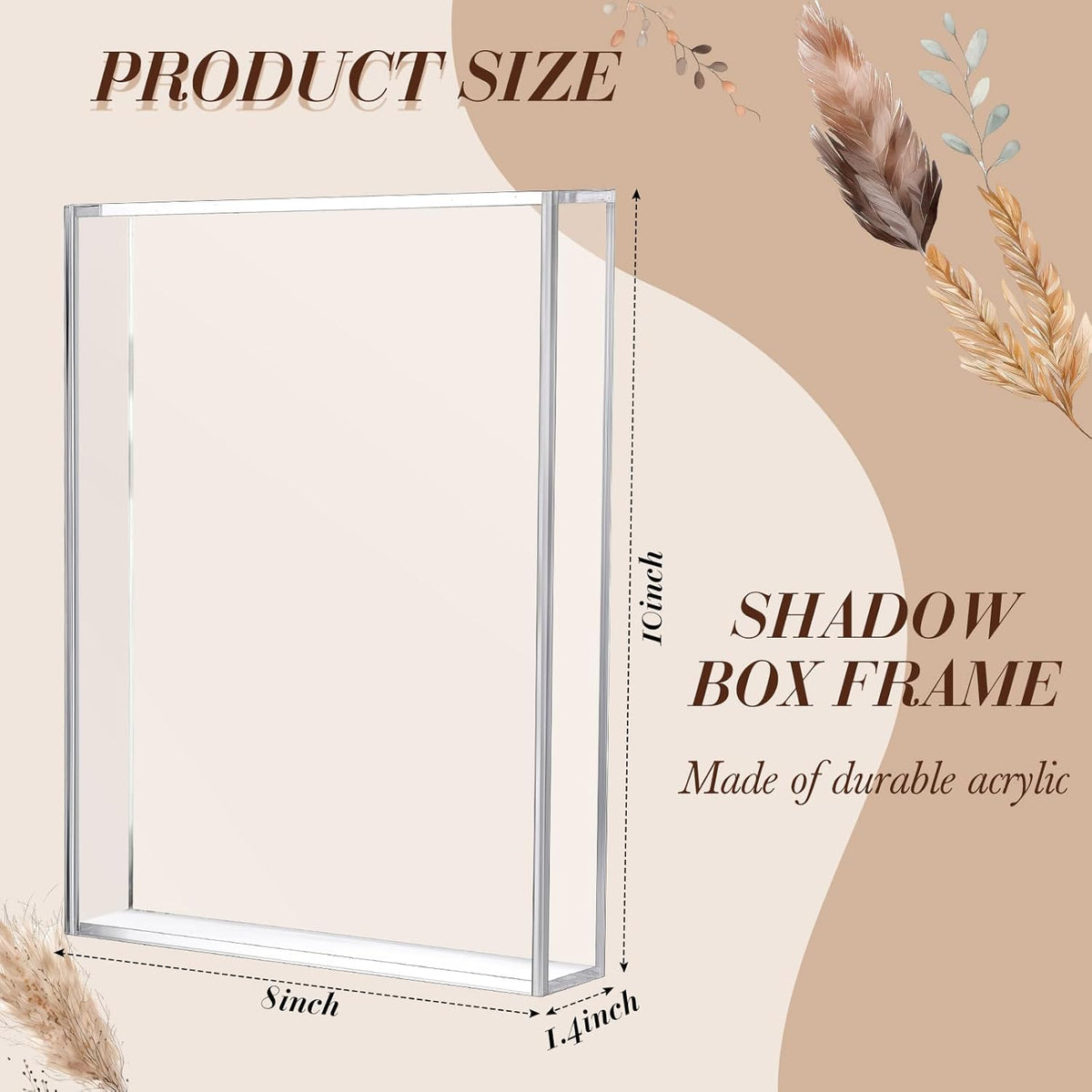2 Pcs 8'' x 10'' Acrylic Shadow Boxes Display Cases, Shadow Box DIY Frame Clear Acrylic Display Cases Wedding Memory Dried Flower Container Picture Photo Frame for Valentine Day Wedding