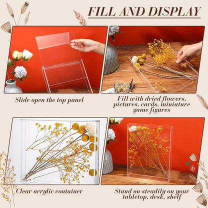 2 Pcs 8'' x 10'' Acrylic Shadow Boxes Display Cases, Shadow Box DIY Frame Clear Acrylic Display Cases Wedding Memory Dried Flower Container Picture Photo Frame for Valentine Day Wedding