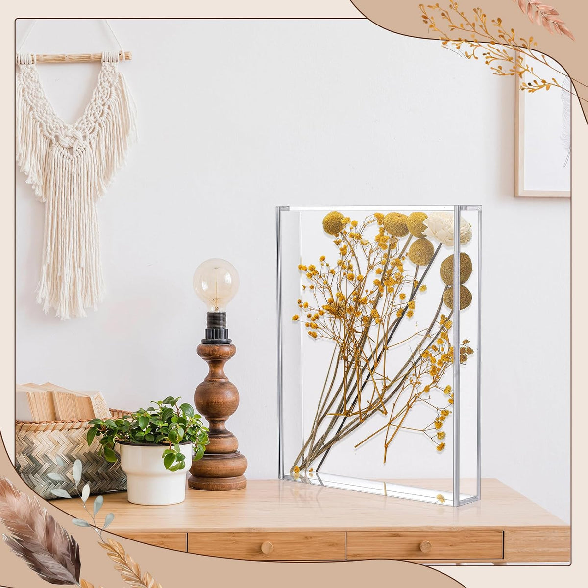 2 Pcs 8'' x 10'' Acrylic Shadow Boxes Display Cases, Shadow Box DIY Frame Clear Acrylic Display Cases Wedding Memory Dried Flower Container Picture Photo Frame for Valentine Day Wedding