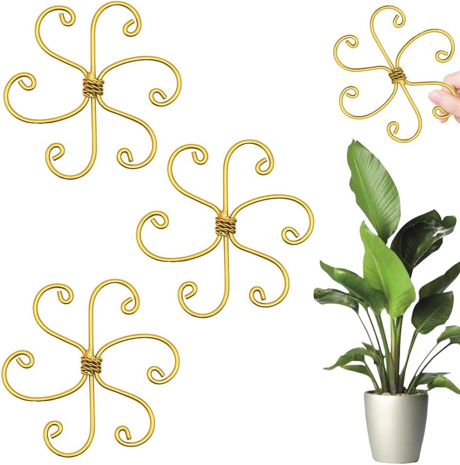Plant Stem Support Set, 2025 New Reusable Plastic Climbing Plant Support Plant Trellis 3/6 Pcs, Upgrade Climbing Houseplant Support Stakes for Indoor Plants Stem Holder (3, Flower Goldern)