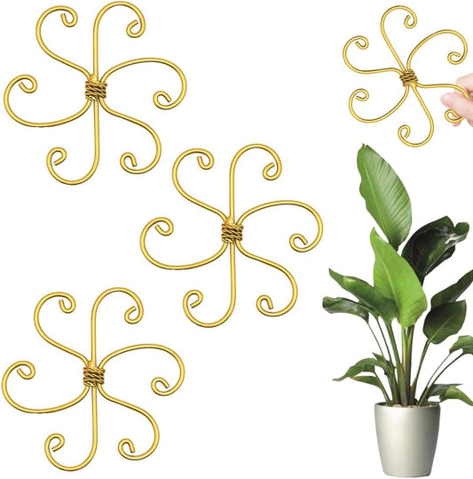 Plant Stem Support Set, 2025 New Reusable Plastic Climbing Plant Support Plant Trellis 3/6 Pcs, Upgrade Climbing Houseplant Support Stakes for Indoor Plants Stem Holder (3, Flower Goldern)