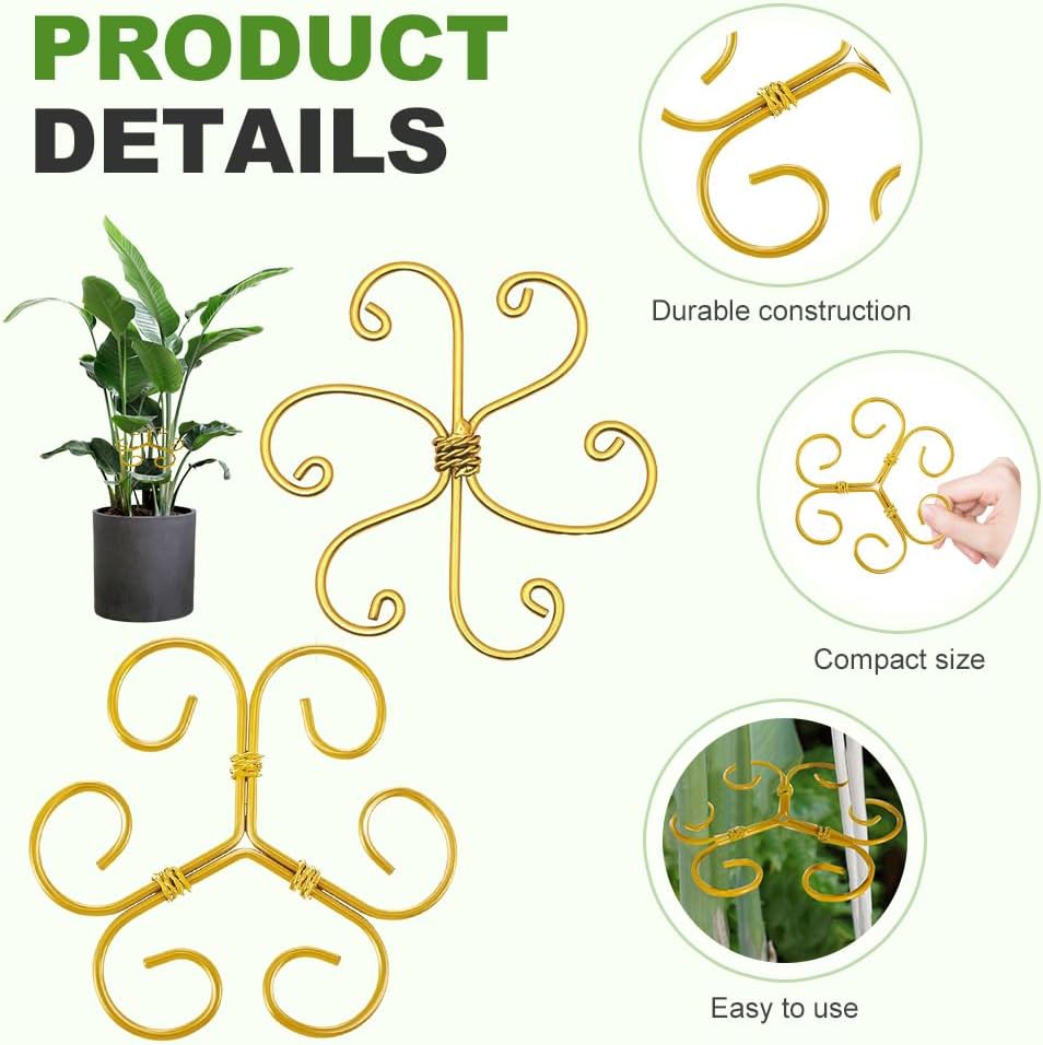 Plant Stem Support Set, 2025 New Reusable Plastic Climbing Plant Support Plant Trellis 3/6 Pcs, Upgrade Climbing Houseplant Support Stakes for Indoor Plants Stem Holder (3, Flower Goldern)