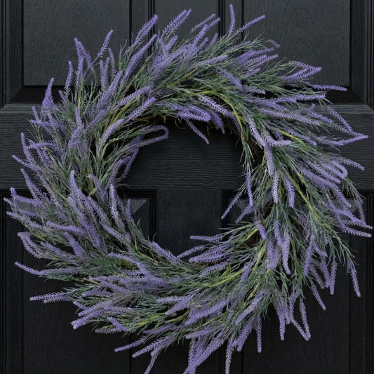 22" Soft Touch Lavender Wreath for Front Door - Spring Summer Purple Flower Wreath for Indoor Outdoor, Rustic Farmhouse Winter Wreath, All Seasons Lavender Door Wreath Home Decor