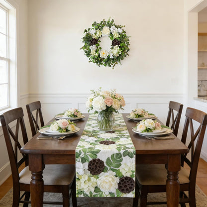 24 Inch Spring Hydrangea Flower Wreath for Front Door, Spring Summer Penoy Lotus Pod Wreath Indoor Outdoor, Rustic Farmhouse Everyday Floral Wreaths