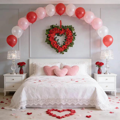 18 Inch Valentine’s Day Heart Wreath for Front Door with Red Hydrangea Flowers, Red Valentines Flower Wreath for Indoor Outdoor, Heart Shaped Wreath for Doors Windows Walls