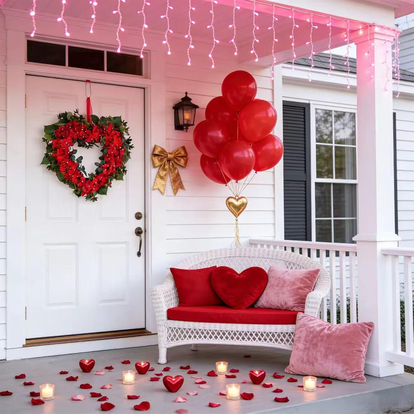 18 Inch Valentine’s Day Heart Wreath for Front Door with Red Hydrangea Flowers, Red Valentines Flower Wreath for Indoor Outdoor, Heart Shaped Wreath for Doors Windows Walls