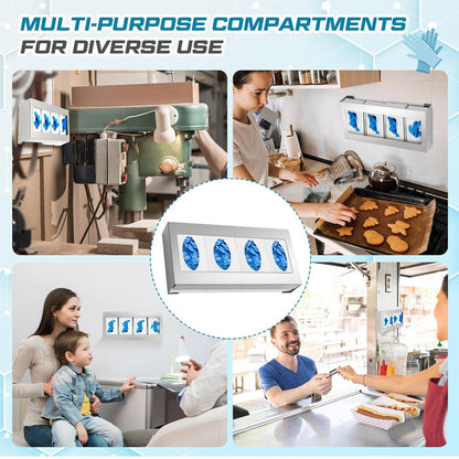 2 Pack Glove Box Holder/Dispenser Stainless Steel Quad Wall Mounted Glove Box Organizer,10"H x 21"W x 3 3/4"D