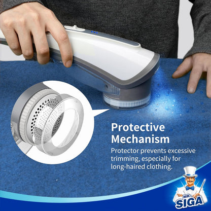 Fabric Shaver and Lint Remover with 2 Speeds, Rechargeable Electric Lint Fuzz Remover with LED Lights and 2 Replaceable 6-Leaf Blades, Cream/Gray