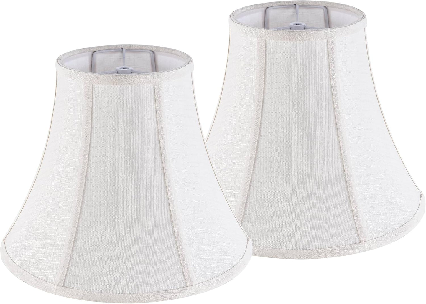 Creme White Bell Lamp Shades Set of 2 Medium Shade 6.7``Top x 13``Bottom x 10``High(Spider) Traditional Lampshade for Table & Bedside Lamp - Replacement Lampshades By