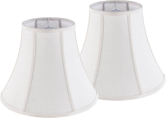 Creme White Bell Lamp Shades Set of 2 Medium Shade 6.7``Top x 13``Bottom x 10``High(Spider) Traditional Lampshade for Table & Bedside Lamp - Replacement Lampshades By