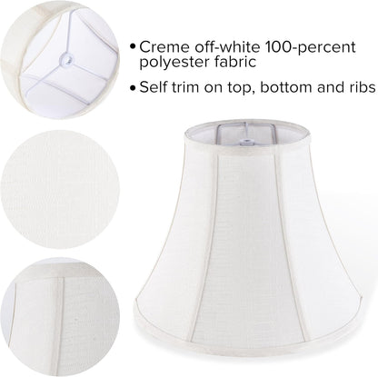 Creme White Bell Lamp Shades Set of 2 Medium Shade 6.7``Top x 13``Bottom x 10``High(Spider) Traditional Lampshade for Table & Bedside Lamp - Replacement Lampshades By