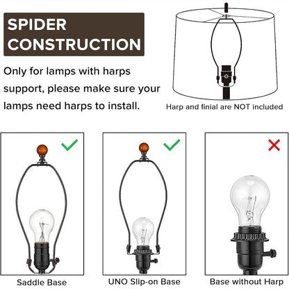 Creme White Bell Lamp Shades Set of 2 Medium Shade 6.7``Top x 13``Bottom x 10``High(Spider) Traditional Lampshade for Table & Bedside Lamp - Replacement Lampshades By