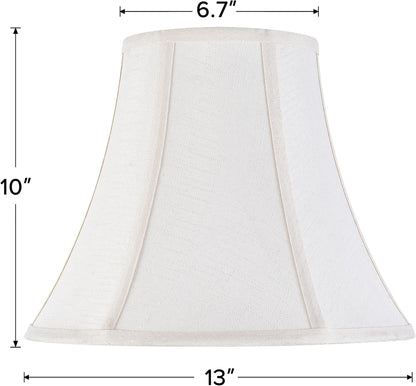 Creme White Bell Lamp Shades Set of 2 Medium Shade 6.7``Top x 13``Bottom x 10``High(Spider) Traditional Lampshade for Table & Bedside Lamp - Replacement Lampshades By