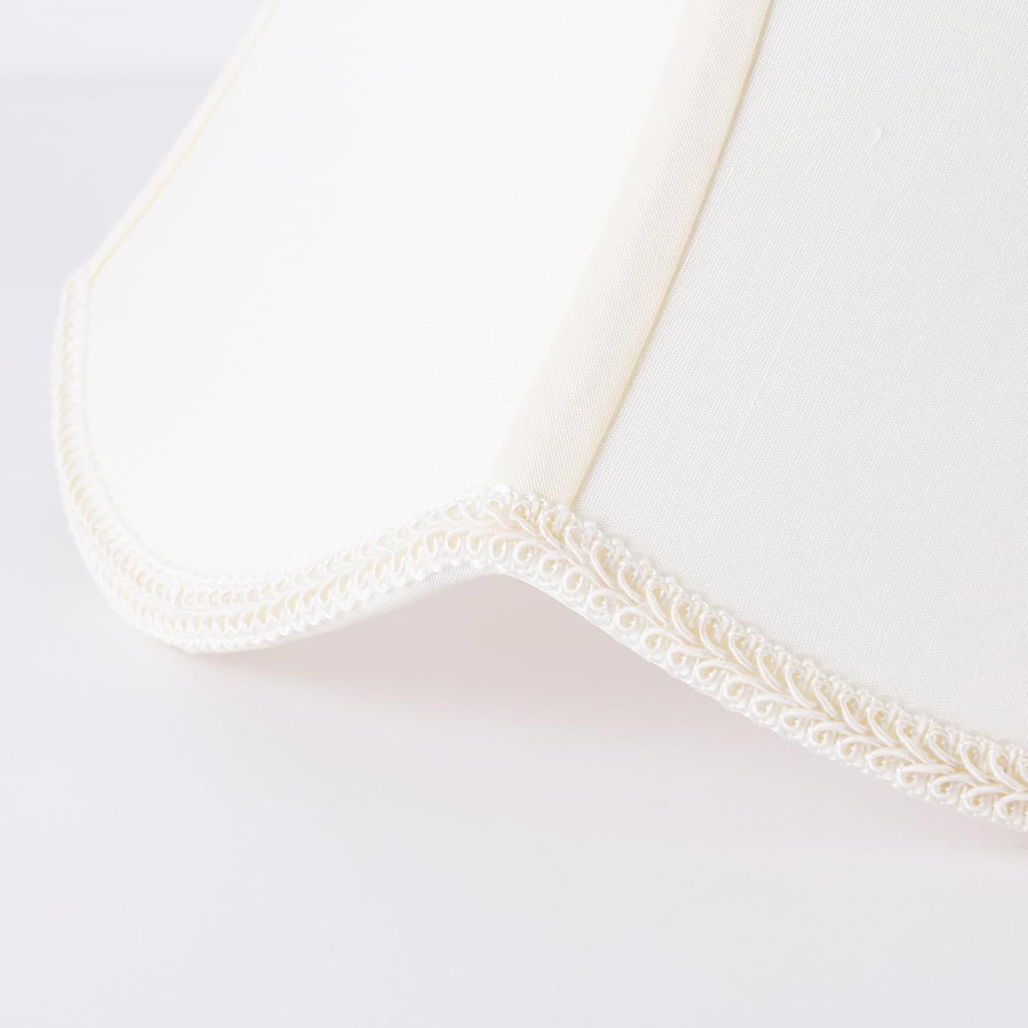 2 Pcs Scalloped Lamp Shades Cream Scallop Lamp Shade 6.7``Top x 13``Bottom x 10``High(Spider) Morden Bell Lampshade for Table & Bedside Lamp - Faux Silk Fabric