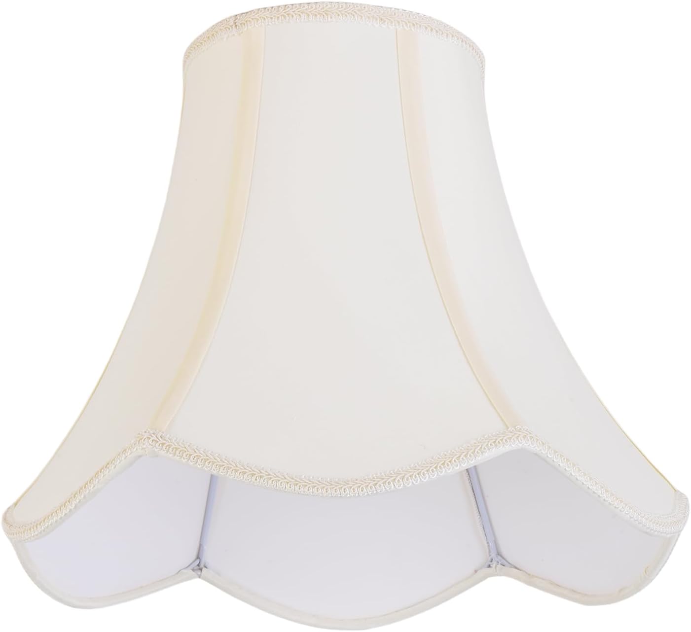 2 Pcs Scalloped Lamp Shades Cream Scallop Lamp Shade 6.7``Top x 13``Bottom x 10``High(Spider) Morden Bell Lampshade for Table & Bedside Lamp - Faux Silk Fabric