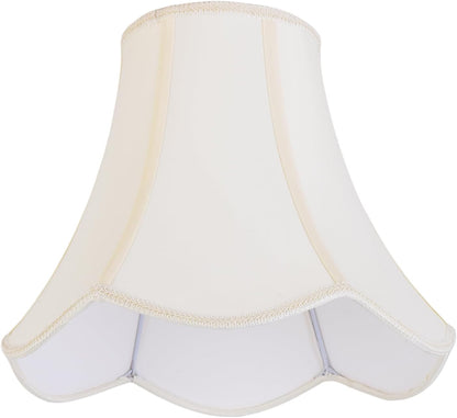 2 Pcs Scalloped Lamp Shades Cream Scallop Lamp Shade 6.7``Top x 13``Bottom x 10``High(Spider) Morden Bell Lampshade for Table & Bedside Lamp - Faux Silk Fabric
