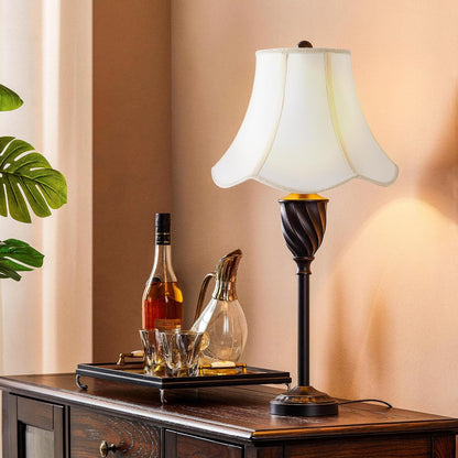 2 Pcs Scalloped Lamp Shades Cream Scallop Lamp Shade 6.7``Top x 13``Bottom x 10``High(Spider) Morden Bell Lampshade for Table & Bedside Lamp - Faux Silk Fabric