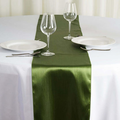 Efavormart 10 PCS 12"x108" Olive Green Satin Table Runner
