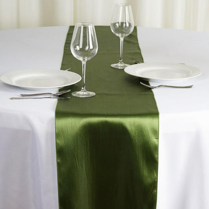 Efavormart 10 PCS 12"x108" Olive Green Satin Table Runner