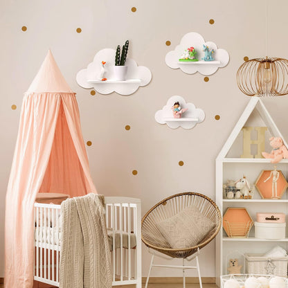 3 Pcs Floating Cloud Shelves for Wall White Wavy Small Floating Shelves for Bathroom Living Room Bedroom Corner Nursery Decor